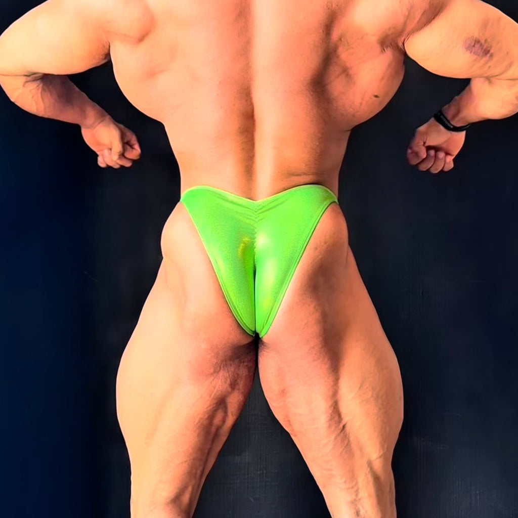 Bañador de culturismo verde chillón brillante