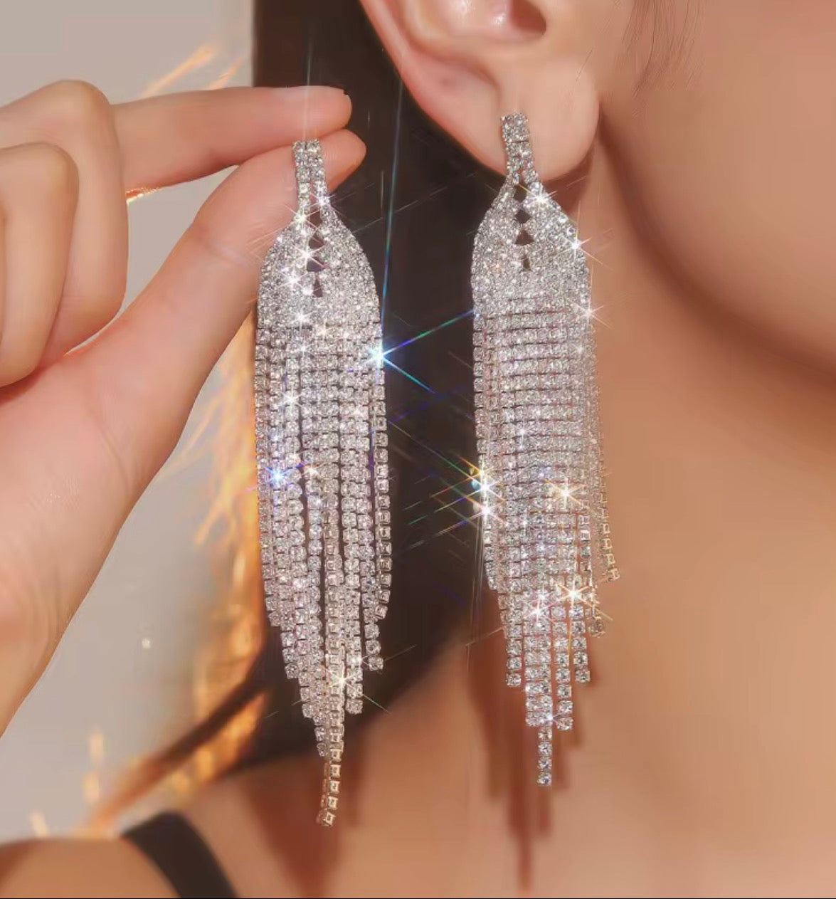 Pendientes Glam Cascade Diamond