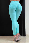 Legging turquesa con bolsillos